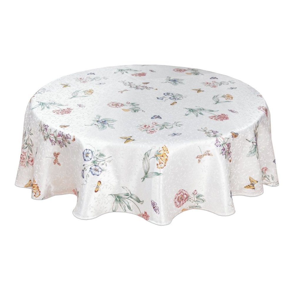 brand new Lenox Butterfly Meadow 70 inch Round Cotton Blend Spring Tablecloth